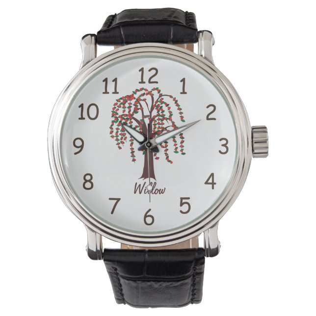 Montre Arbre saule avec Coeurs - Personnalisable (devant)