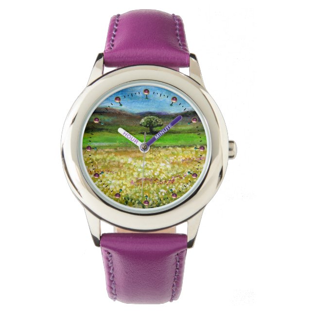 MONTRE ARBRE SOLITAIRE DANS LE CHAMP DE FLEURS JAUNE VERT (devant)