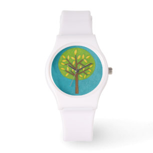 Montre Arbre vert avec le feuille jaune de Chariklia