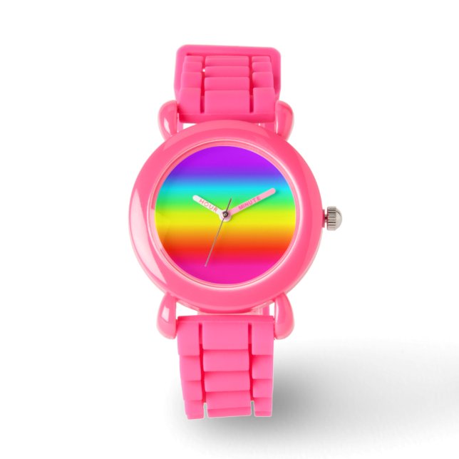 Montre arc-en-ciel à parties scintillant rose mign (Recto)