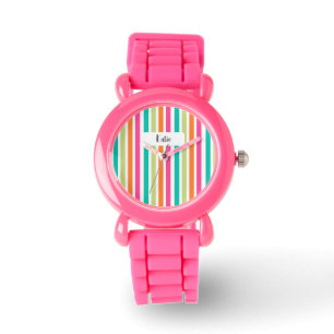 Montre Arc-en-ciel bandes verticales coloré rétro multico