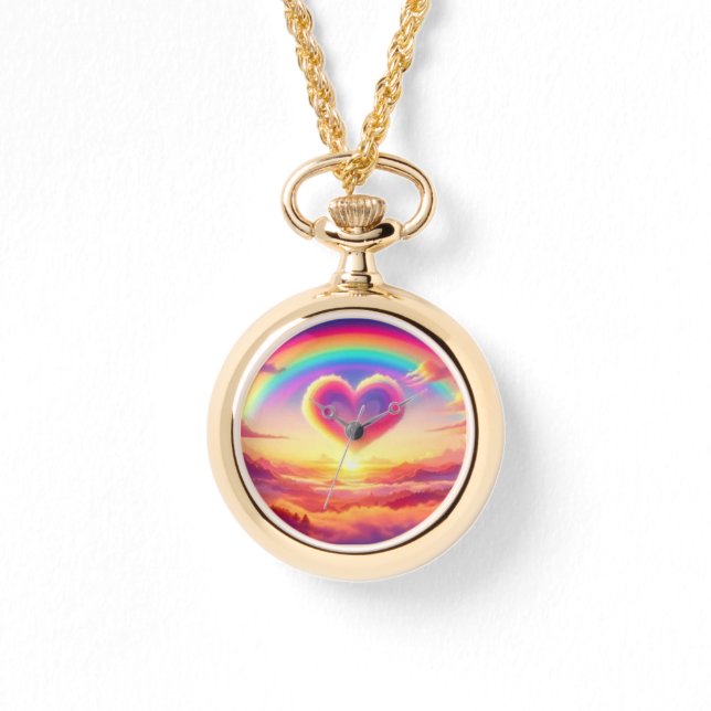 Montre Arc-en-ciel coloré & Cœur (Recto)