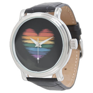 Montre Arc-en-ciel de fierté Impression de cœur LGBT Fier