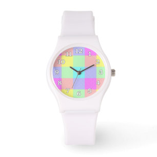 Montre Arc-en-ciel en pastel Checkered