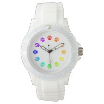 Arc en ciel Pawprint White Women's Watch