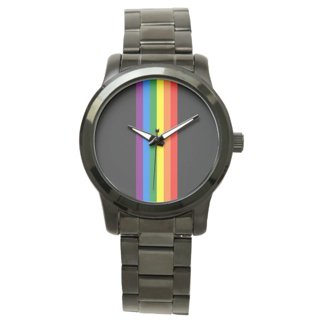 Montre Arc-en-ciel sur le soutien LGBT des Gay pride noir (devant)