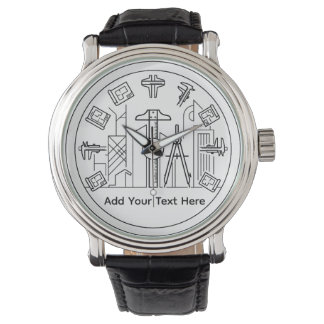 Montre architecte personnalisé, ingénieurs regardent