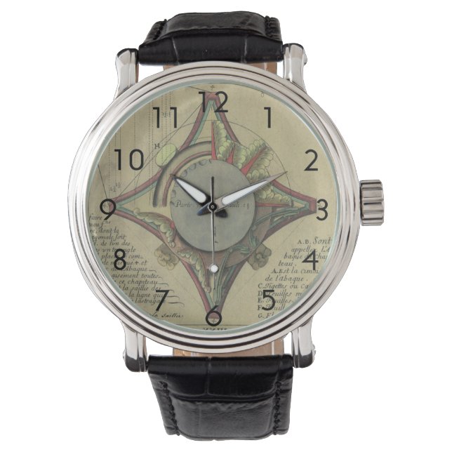 Montre Architecture Vintage, Couronne de Capital Décorati (devant)