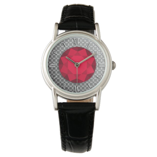 Montre Argent Damas avec gemme grenat / jewell (devant)
