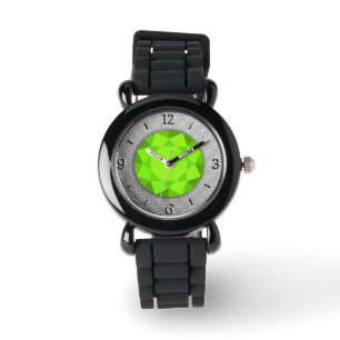 Montre Argent Damask avec un faux gemstone de peridot