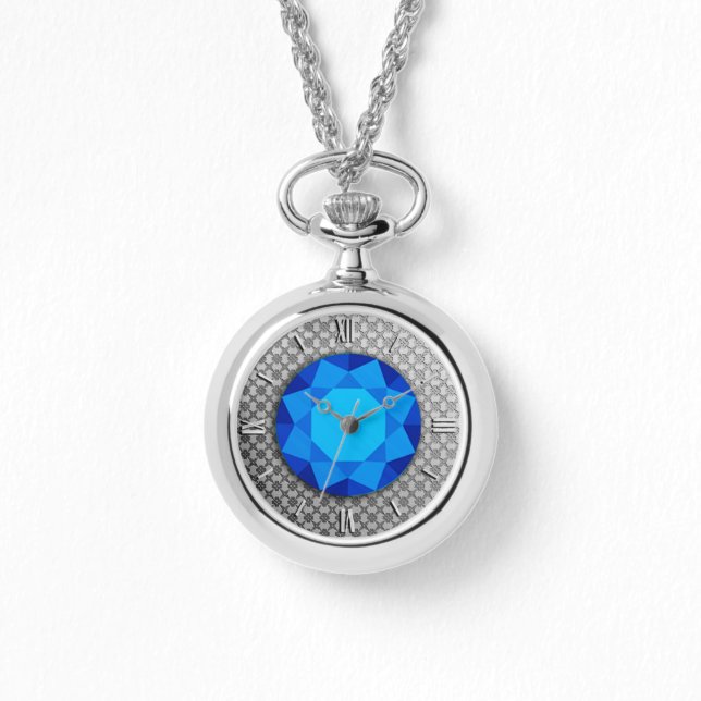 Montre Argent Damask avec un faux gemstone saphir (Recto)