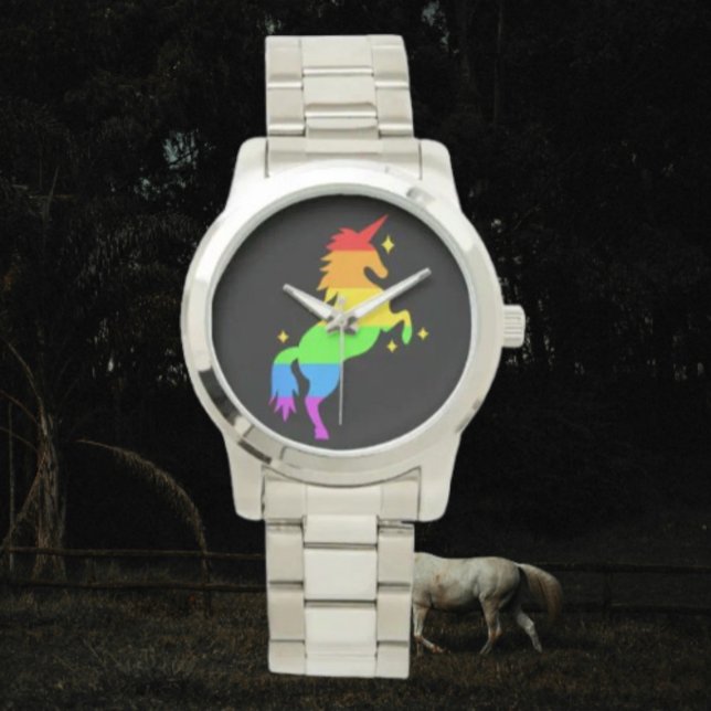 Montre Argent Licorne Arc-en-Ciel (Créateur téléchargé)