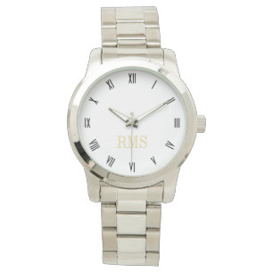 Montre argentée unisexe de bracelet d'initiales d