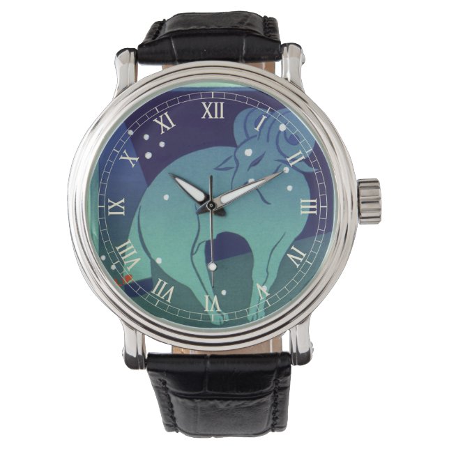 Montre Aries Ram Constellation, Astrologie Zodiaque Vinta (devant)