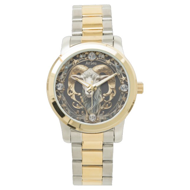 Montre Aries Ram, Diamond et Or Personnalisé (devant)