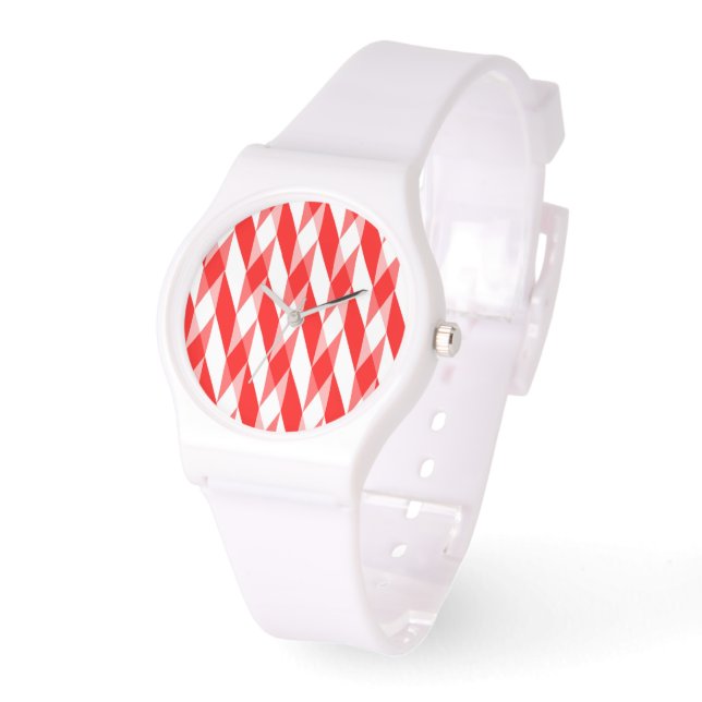 Montre Arlequin Rouge et Blanc (Angle)