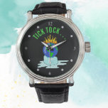 Montre Arrêtez le choc Réchauffement climatique du change<br><div class="desc">Arrêtez le choc Réchauffement climatique du changement climatique... La montre présente un dessin coloré de la Terre avec un feu brûlant sur le dessus tandis que le bloc de glace qu'elle est assise sur fond fond fond, représentant la planète de plus en plus chauffée avec ses casquettes de glace polaires...</div>