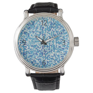 Montre Arrière - plan de carreaux bleus