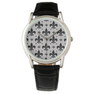 Montre Arrière - plan gris Fleur-de-lis Motif Design