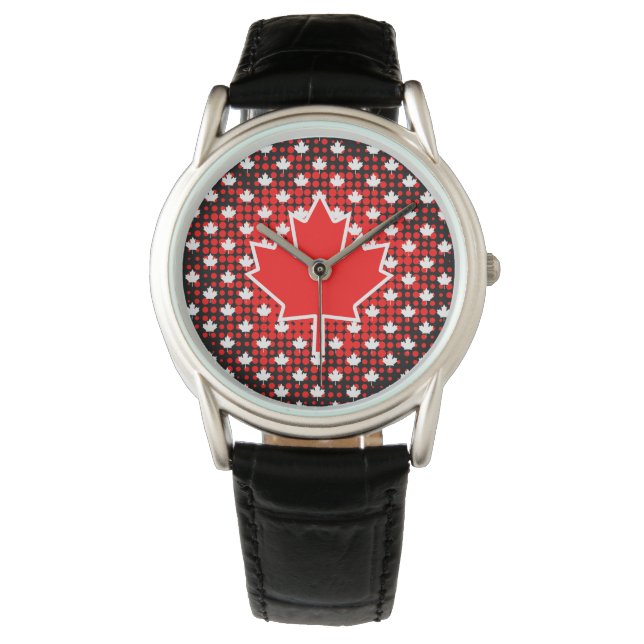 Montre Arrière - plan Motif canadien de feuille d'érable  (devant)