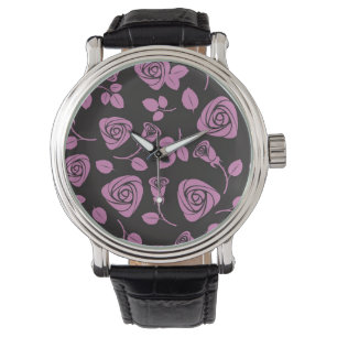 Montre Arrière - plan rose floral