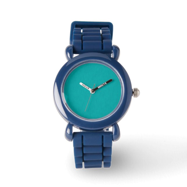 Montre Arrière-plan texturé sarcelle calme et simple visu (Recto)