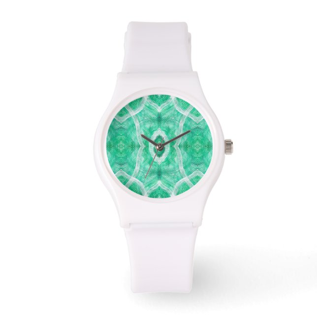 Montre Art abstrait aquarelle vert lumière poussée (Recto)