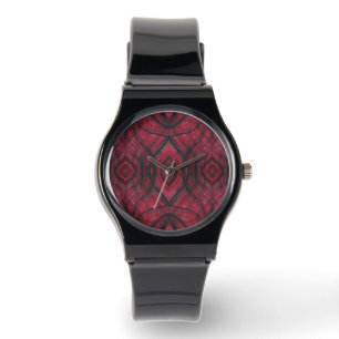 Montre Art abstrait aquarelle Vigilance Rouge