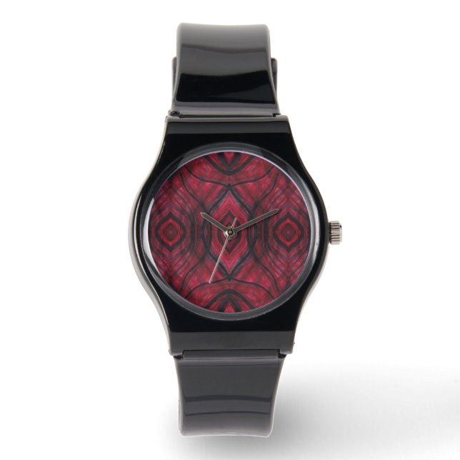 Montre Art abstrait aquarelle Vigilance Rouge (Recto)