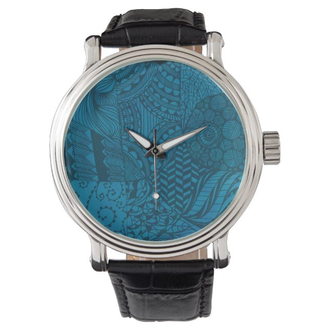Montre Art abstrait motif bleu (devant)