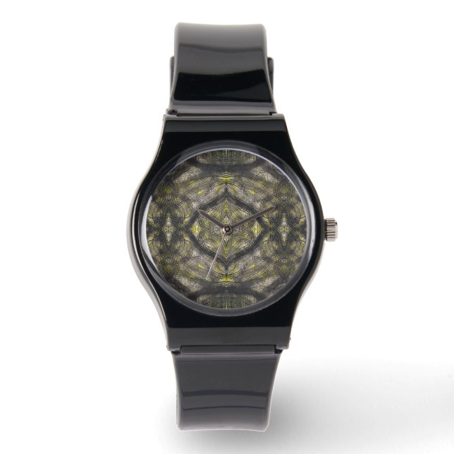 Montre Art aquarelle abstrait jaune foncé (Recto)