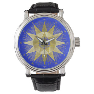 Montre Art d'astrologie de la gerbe de soleil dorée mysti
