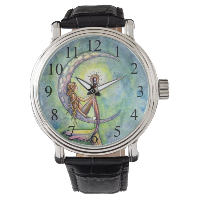Montre Art de fantaisie de la sirène lune (devant)