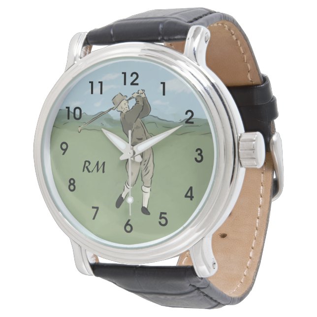 Montre Art de golf de style Vintage monogramme (Incliné)