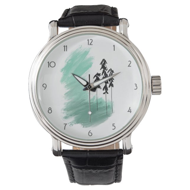 Montre art de l'arbre vert scandinave simple moderne ment (devant)