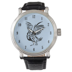 Montre Art de Pélican Tribal Noir Numéros Bleus