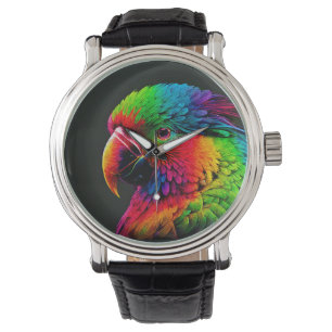 Montre Art de profil de perroquet exotique vif coloré vib