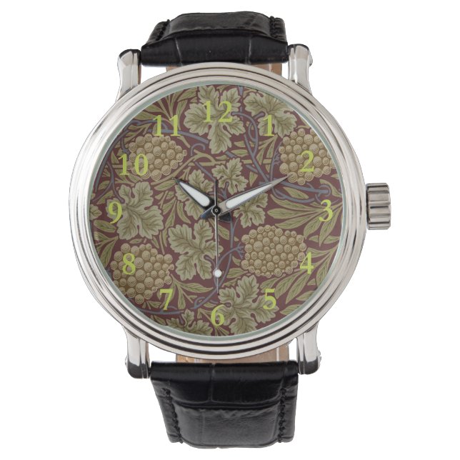Montre Art de vigne rouge vert William Morris (devant)