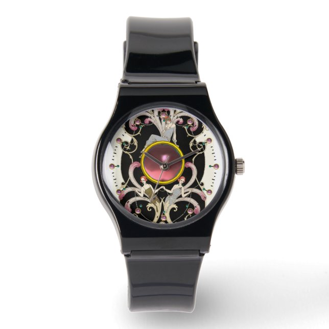 MONTRE ART DÉCO BEAUTÉ MODE ROSE GEMSTONE (Recto)