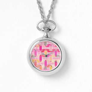 Montre Art Déco chic industriel - rose, pêche, or