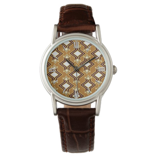 Montre Art Déco Fond d'écran Motif, Tan et Brown (devant)