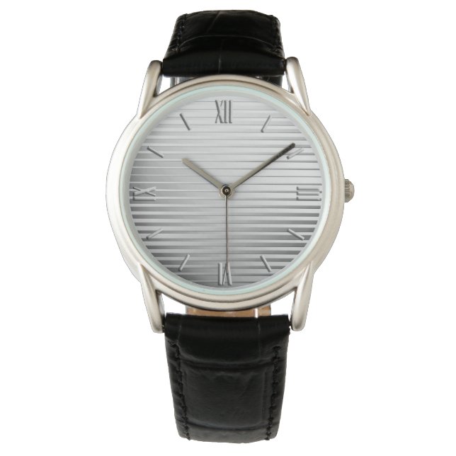 Montre Art Déco Rayures Satin Argenté (devant)
