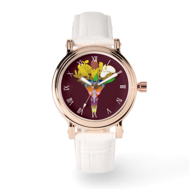 Montre Art Deco Vase with Golden Flowers (Recto)