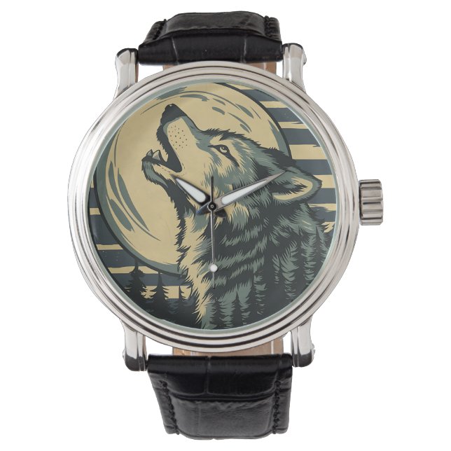 Montre Art du loup hurleur sarcelle (devant)