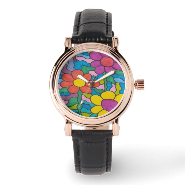 Montre Art Fleur Hippie Rétro (Recto)