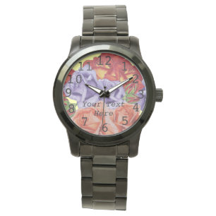 Montre art floral de roses rouges de fleurs et de