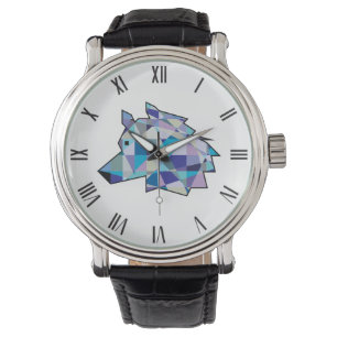 Montre Art graphique original Wolf Head   Profil du visag