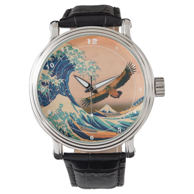 Montre Art japonais - Condor & Kanagawa Wave (Montre) (devant)