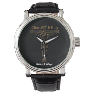 Montre Art minimaliste de la crucifixion en or Christ est