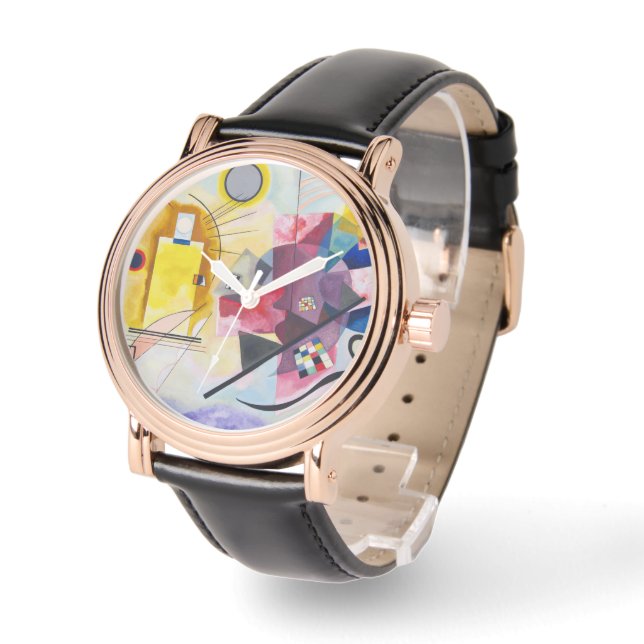 Montre Art moderne Abstrait Kandinsky Jaune Rouge Bleu (Angle)